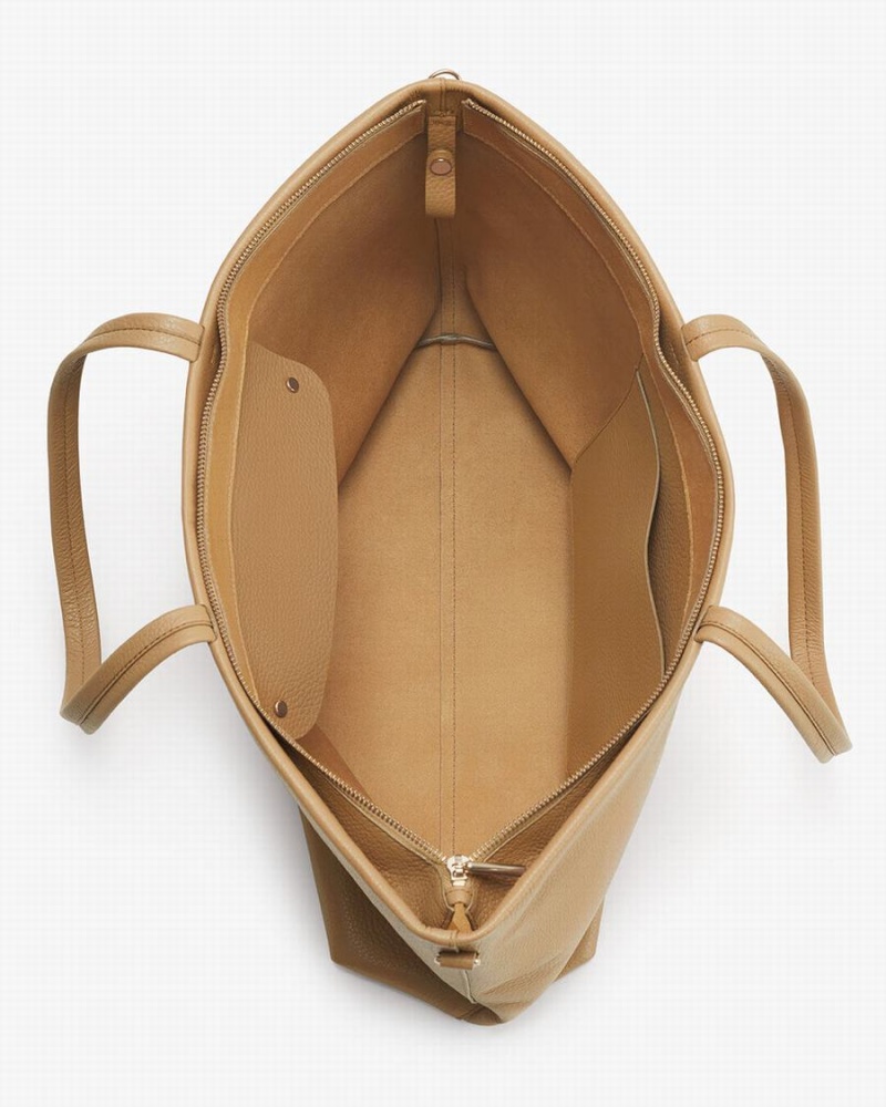 Torby Tote Damskie Cuyana Small Easy Zamkiem Żółte Brązowe | IFH994ET