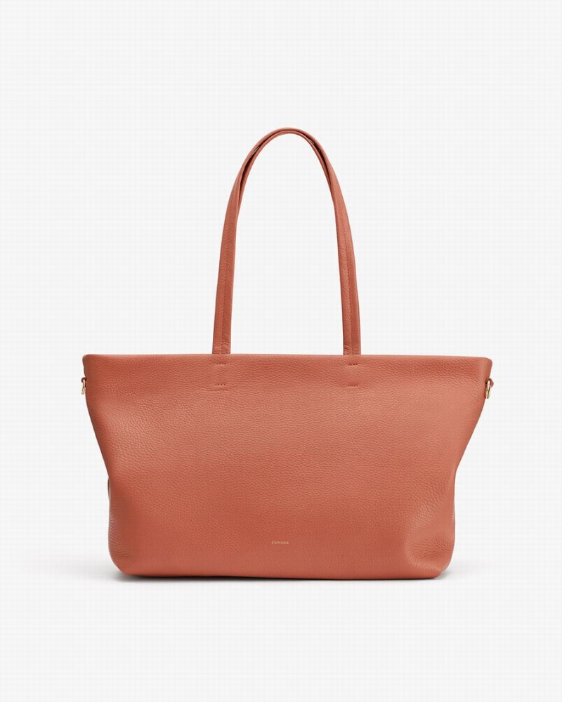 Torby Tote Damskie Cuyana Small Easy Zamkiem Czerwone Brązowe | ESZ9854LW