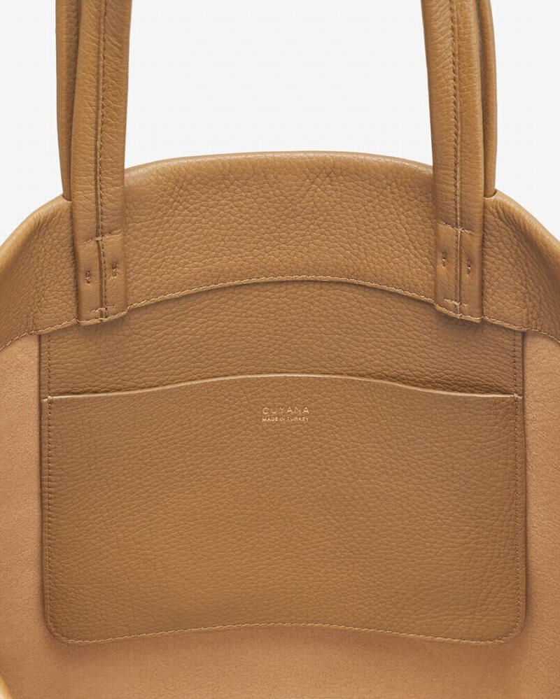 Torby Tote Damskie Cuyana Small Easy Żółte Brązowe | WPJ3156TE